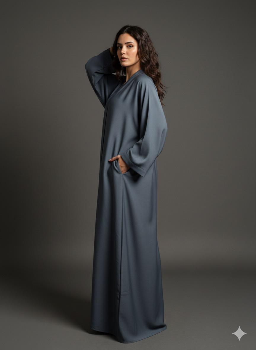 🩶 Midnight Mist Abaya (Grey