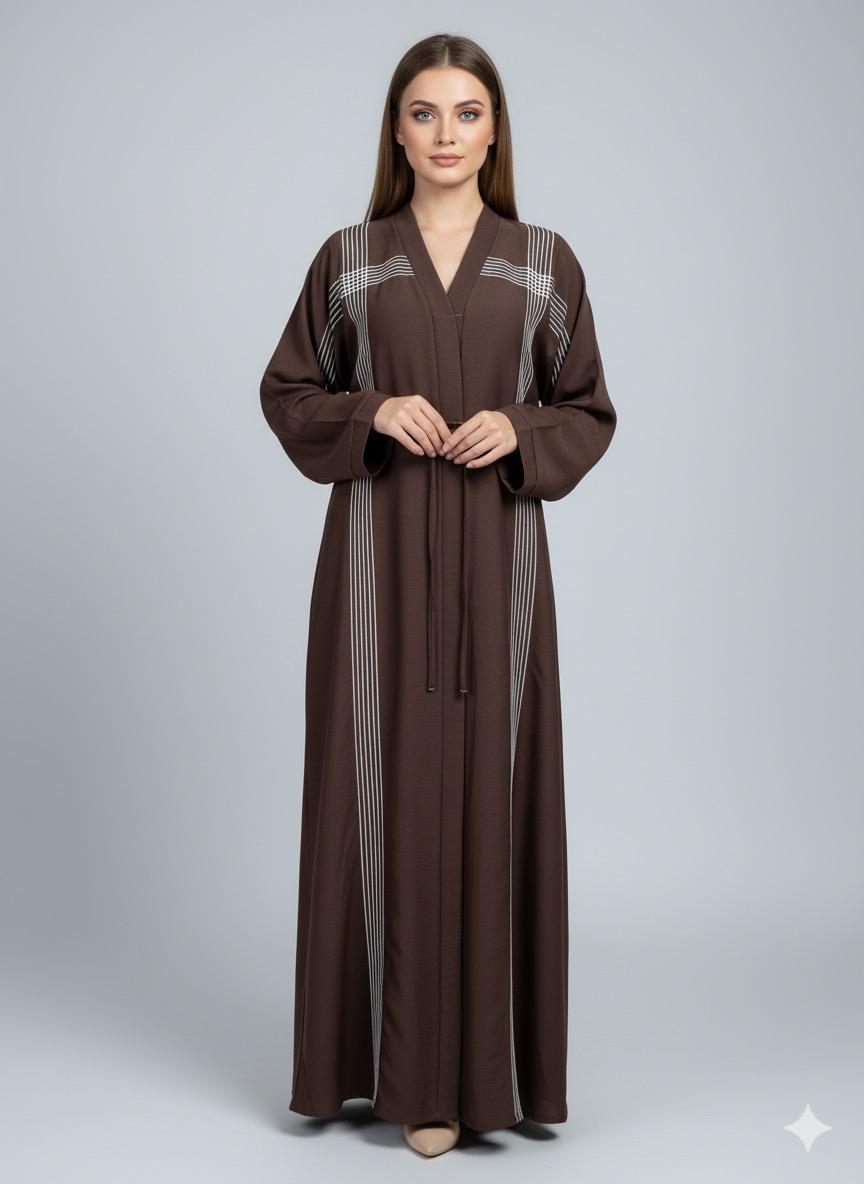 🤎 Mocha Stripe Abaya (Brown)