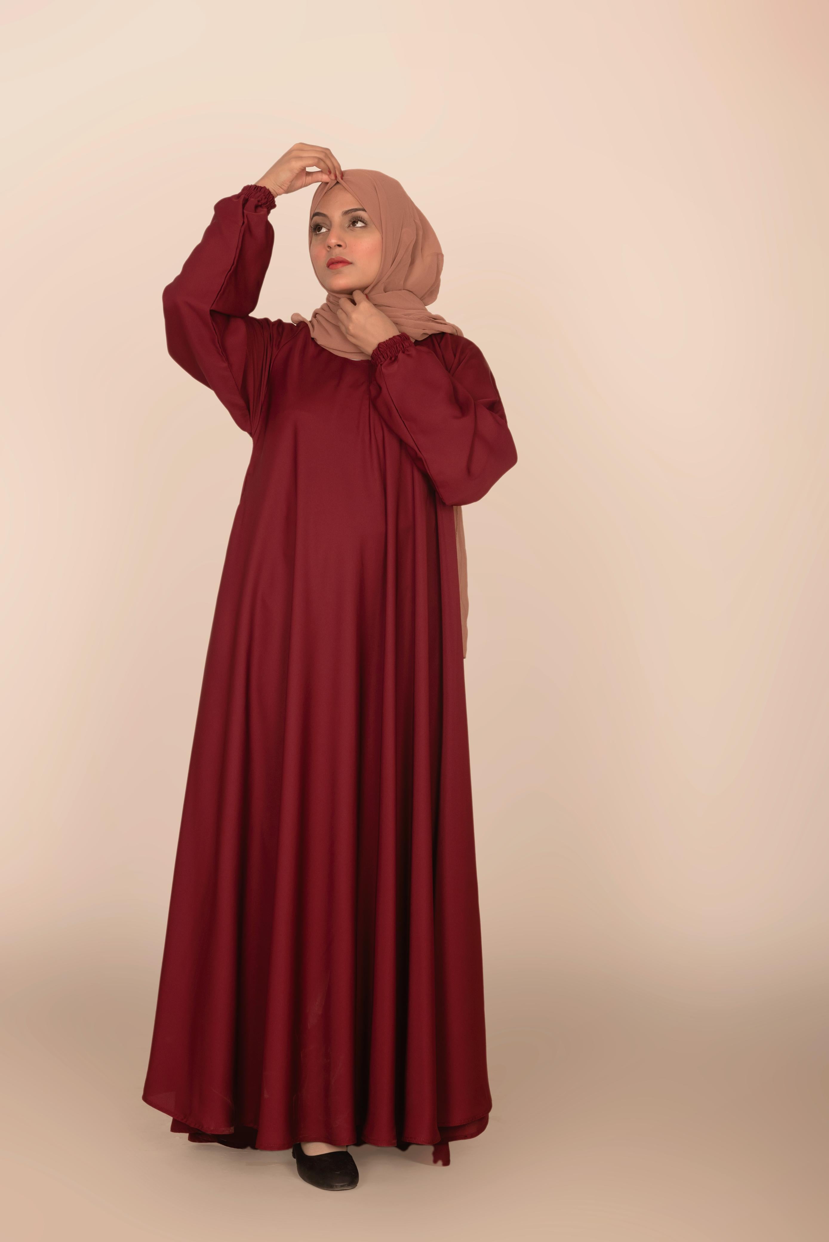 Elegant Flow Abaya (Forest Green & Wine Red)