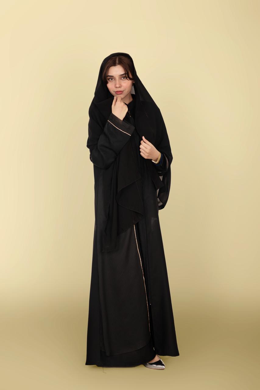 🖤Noir essence abaya (black with gold trim)