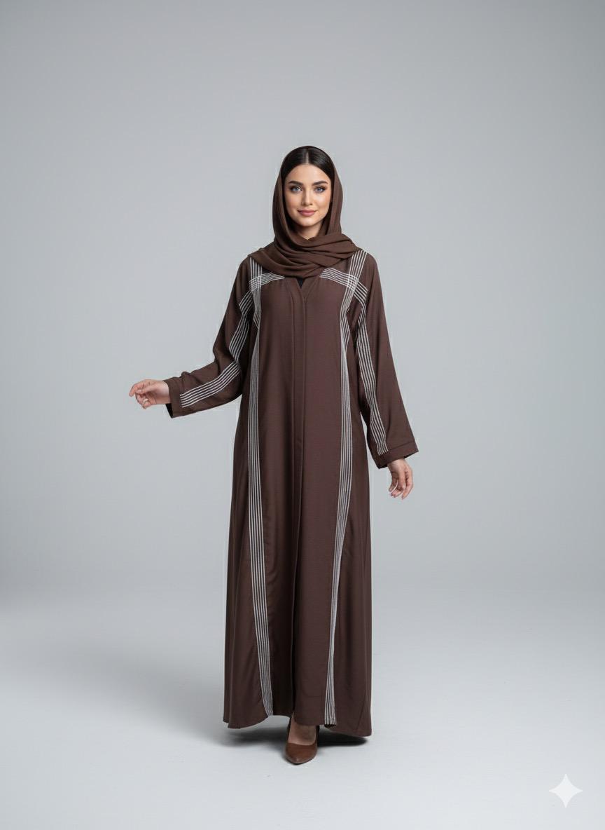 🤎 Mocha Stripe Abaya (Brown)