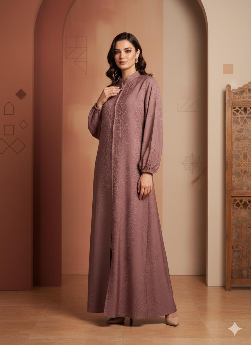 Rosewood Embroidered Abaya