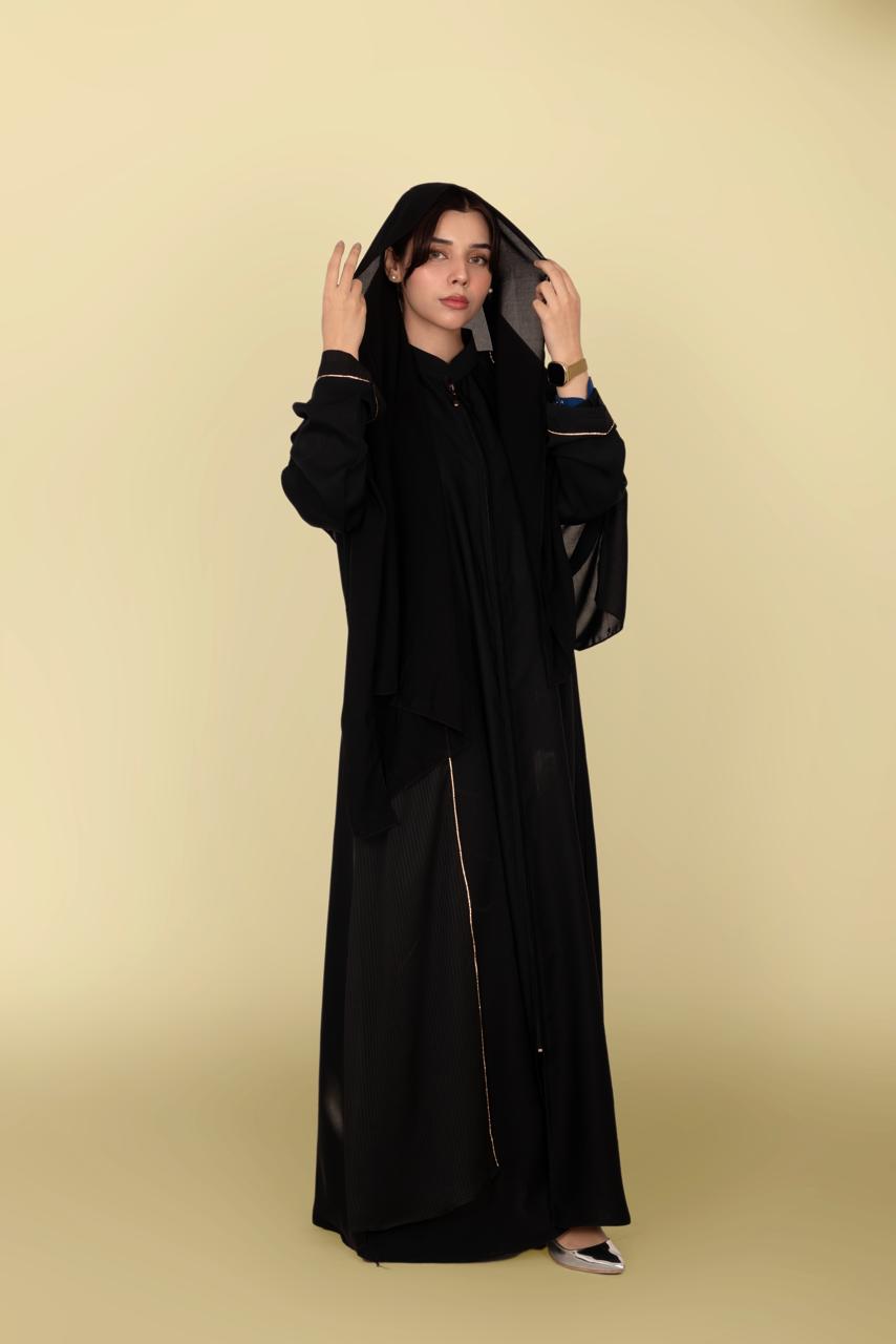 🖤Noir essence abaya (black with gold trim)