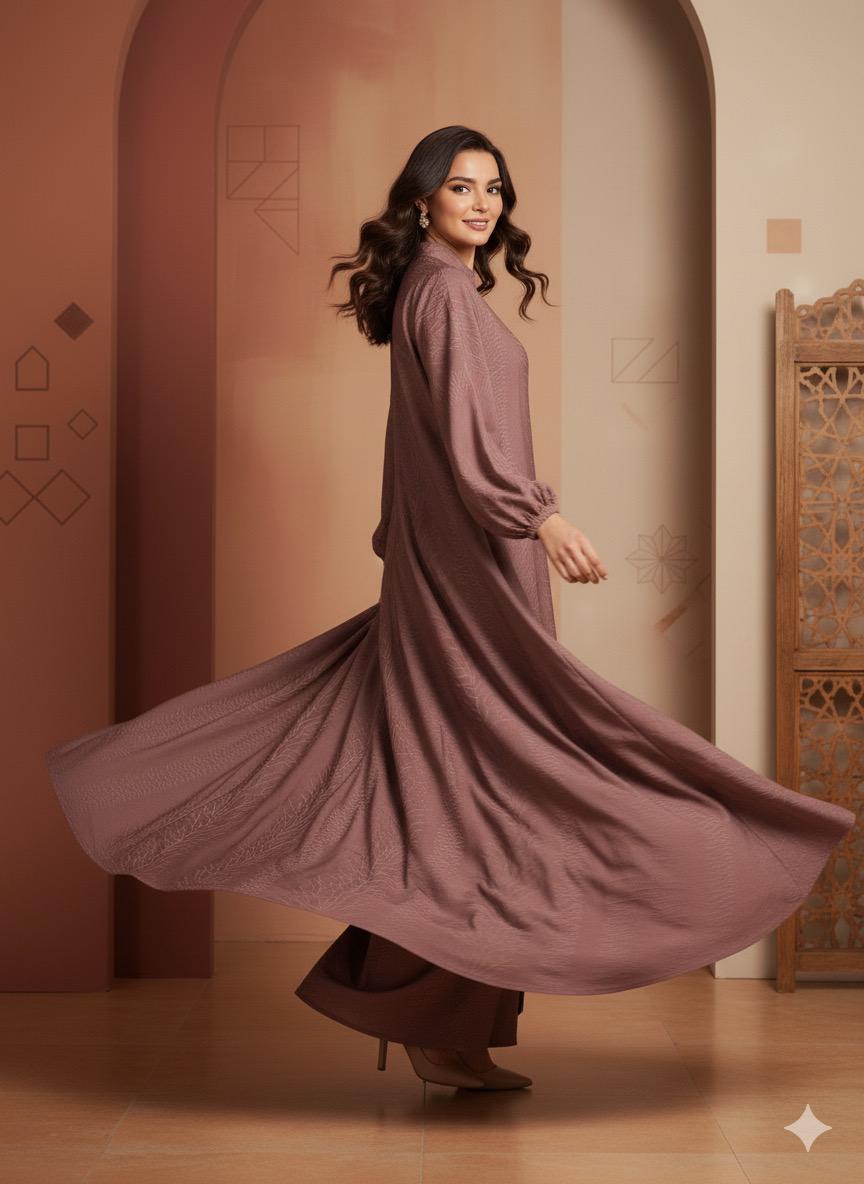 Rosewood Embroidered Abaya